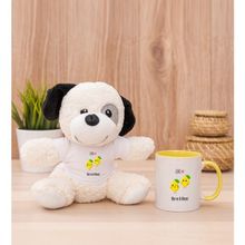 Hediye Dükkanı Kişiye Özel Sevimli Limonlar Sarı Kupa Bardak ve Peluş Köpek