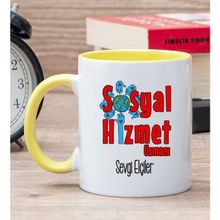 Hediye Dükkanı Kişiye Özel Sosyal Hizmet Uzmanı Sarı Kupa Bardak
