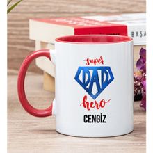 Hediye Dükkanı Kişiye Özel Super Dad Babaya Hediye Kırmızı Kupa