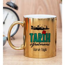 Hediye Dükkanı Kişiye Özel Tarih Öğretmeni Gold Kupa Bardak