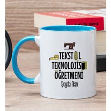 Hediye Dükkanı Kişiye Özel Tekstil Teknolojisi Öğretmeni Mavi Kupa