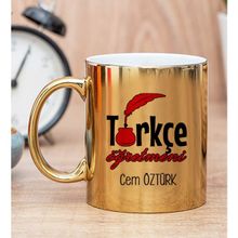 Hediye Dükkanı Kişiye Özel Türkçe Öğretmeni Gold Kupa Bardak