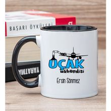 Hediye Dükkanı Kişiye Özel Uçak Mühendisi Siyah Kupa Bardak