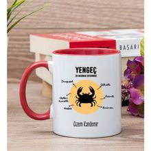 Hediye Dükkanı Kişiye Özel Yengeç Burcuna Hediye Kırmızı Kupa Bardak