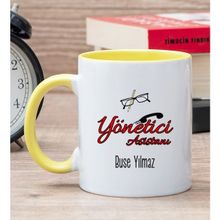 Hediye Dükkanı Kişiye Özel Yönetici Asistanı Sarı Kupa Bardak
