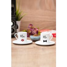 Hediye Dükkanı Mr Mrs Tasarımlı İkili Türk Kahvesi Fincanı