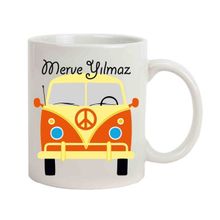 Hediye Rengi İsme Özel Nostaljik Vosvos Minibüs Temalı Kupa Bardak
