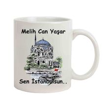 Hediye Rengi İsme Özel Ortaköy Temalı Sen İstanbulsun Kupa Bardak