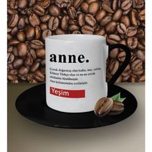 Hediye Zengini Kişiye Özel Anne Tasarımlı Siyah Kahve Fincanı