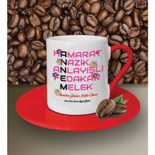 Hediye Zengini Kişiye Özel Annem Tasarımlı Kırmızı Kahve Fincanı