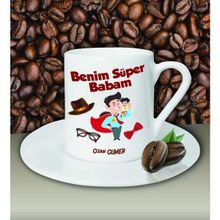 Hediye Zengini Kişiye Özel Benim Süper Babam Tasarımlı Beyaz Kahve Fincanı