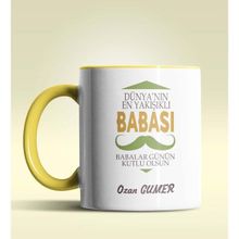 Hediye Zengini Kişiye Özel Dünya'nın En Yakışıklı Babası Tasarımlı Altın Sarı Simli Kupa