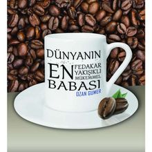 Hediye Zengini Kişiye Özel Dünyanın En En En Babası Temalı Beyaz Kahve Fincanı