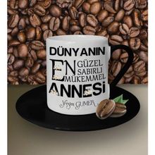 Hediye Zengini Kişiye Özel Dünyanın En Güzel Annesi Temalı Siyah Kahve Fincanı
