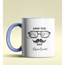Hediye Zengini Kişiye Özel Love You Dad 2 Tasarımlı Mavi Kupa Bardak