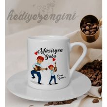 Hediye Zengini Kişiye Özel Müzisyen Baba Temalı Beyaz Kahve Fincanı