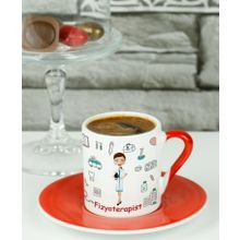 Hediyelen Fizyoterapist Kırmızı Türk Kahvesi Fincanı