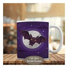 HEDIYELIK-822 Halloween Uçan Yarasa ve Dolunay Kupa Bardak