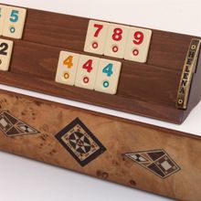 Helena Wood Art Kardelen Mozaikli Mazel El Yapımı Masif Ahşap Okey Takımı
