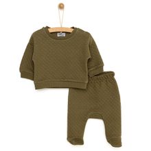 HelloBaby Yenidoğan Kapitone Sweatshirt Patikli Alt Unisex Yeşil 2'li Takım
