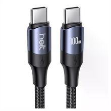 Helt HT-DC15 100W PD Siyah 120 cm Type-C to Type-C İp Örgü Şarj ve Data Kablosu