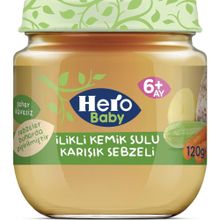 Hero Baby 6+ Ay 120 gr İlikli Kemik Sulu Karışık Sebzeli Kavanoz Mama