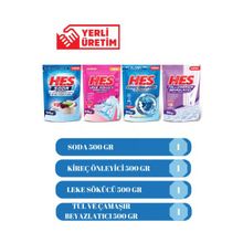 Hes 500 gr Soda + 500 gr Kireç Önleyici + 500 gr Leke Sökücü + 500 gr Tül ve Çamaşır Beyazlatıcı