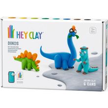 Hey Clay 6'lı Kutu Dinozorlar Stegosaurus Pachycephalosaurus Brachiosaurus Hava ile Kuruyan Kil