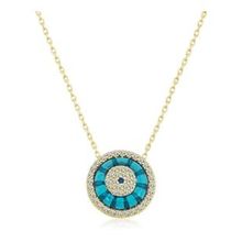 HİLALSHOP 925 Ayar Gümüş Gold Camgöz Nazar Kadın Gümüş Kolye