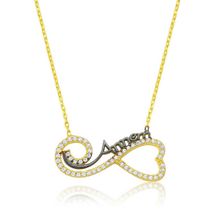 HİLALSHOP 925 Ayar Gümüş Kalpli Sonsuzluk Annem Kolye