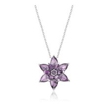 HİLALSHOP 925 Ayar Gümüş Mor Lotus Çiçeği Bayan Gümüş Kolye