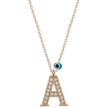 HİLALSHOP 925 Ayar Gümüş Nazar Rose A Harfi Kadın Gümüş Kolye