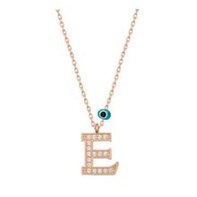 HİLALSHOP 925 Ayar Gümüş Nazar Rose E Harfi Kadın Gümüş Kolye
