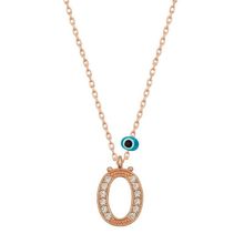 HİLALSHOP 925 Ayar Gümüş Nazar Rose Ö Harfi Kadın Gümüş Kolye