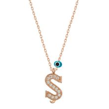 HİLALSHOP 925 Ayar Gümüş Nazar Rose S Harfi Kadın Gümüş Kolye