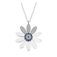 HİLALSHOP 925 Ayar Gümüş Nazarlı Papatya Kadın Gümüş Kolye