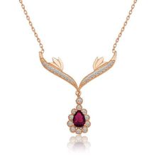 HİLALSHOP 925 Ayar Rose Kırmızı Taşlı Madalyon Kadın Gümüş Kolye