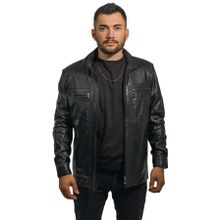 Hilda Deri Cengiz Khan Siyah Hakiki Deri Erkek Ceket
