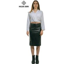 Hilda Deri Clara Siyah Hakiki Kuzu Derisi Kalem Etek