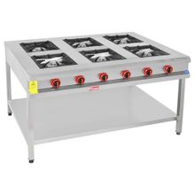 Himaksan Endüstriyel 150x100 cm Doğalgazlı Taban Raflı 6 Gözlü Ocak