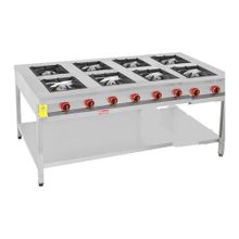 Himaksan Endüstriyel 200x100 cm Doğalgazlı Taban Raflı 8 Gözlü Ocak
