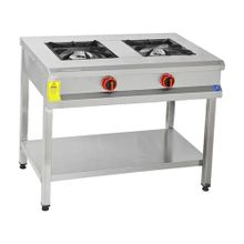 Himaksan Endüstriyel 90x50 cm Doğalgazlı Taban Raflı 2 Gözlü Ocak