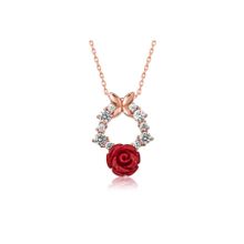 Himarry 925 Ayar Rose Kırmızı Gül Gümüş Kolye
