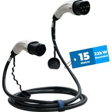 Hims EMEF-22T2-SB-15 22 kw Tip 2 Soketli 15 m Beyaz Elektrikli Araç Şarj Kablosu
