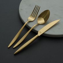 Hisar Mercury Titanyum Gold 84 Parça 12 Kişilik Çatal Kaşık Bıçak Takımı