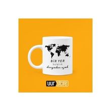 Hobi Shop Bir Yer Bulalım Dünyadan Uzak Beyaz Porselen Kupa Bardak