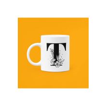 Hobi Shop T Harfi Baskılı Beyaz Porselen Kupa