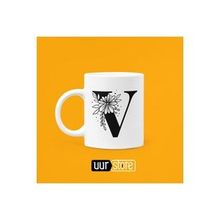 Hobi Shop V Harfi Baskılı Baskılı Porselen Kupa