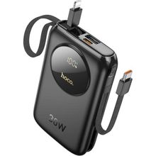 Hoco Q19 Lucky 10000MAH 30W Dijital Göstergeli Kablolu Powerbank - Siyah