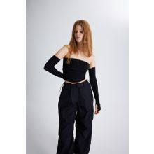 Holly Lolly HLSS24-00024 Smooth Kolları Ayrı Straplez Siyah Bluz